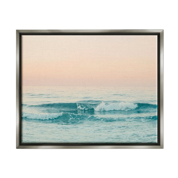 Stupell Industries Ocean Waves Sunset Nature Photography Gray Floater Framed Art Print Wall Art, 31 x 25