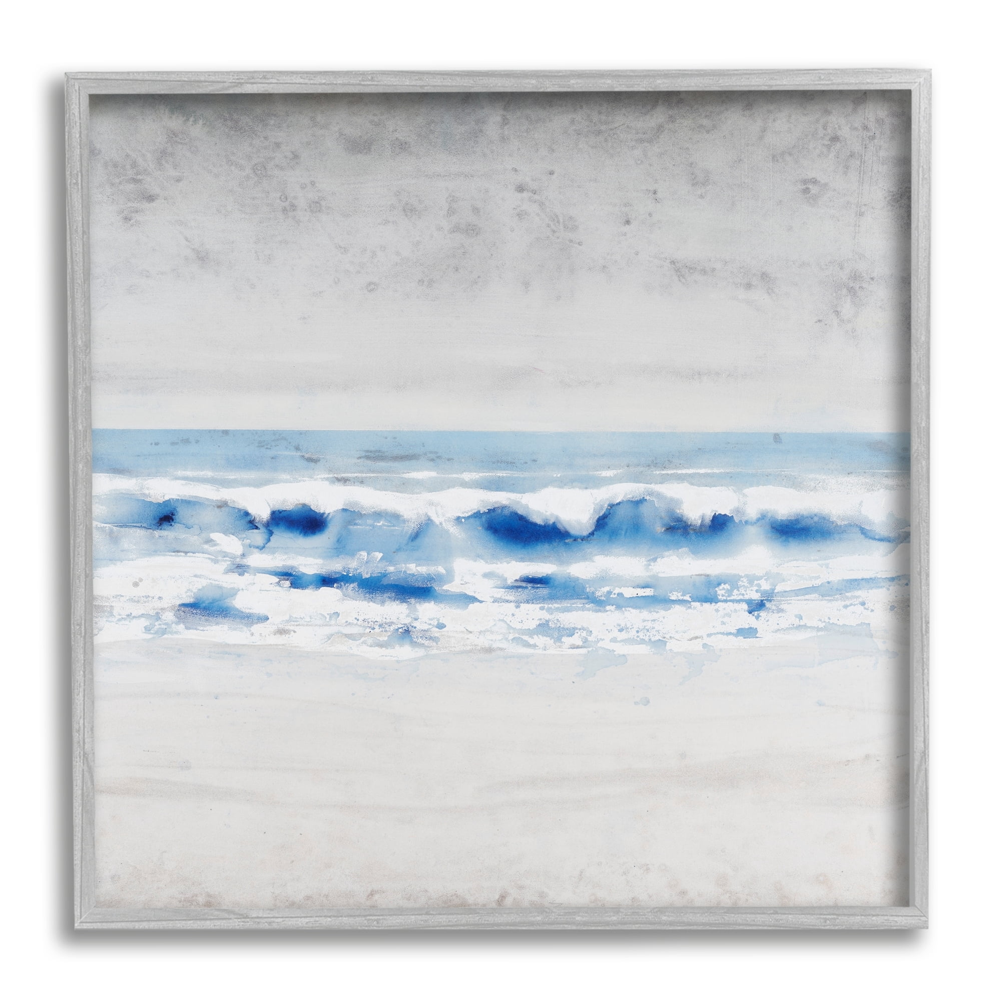 Stupell Industries Ocean Waves on Seashore Abstract Beach Tide Painting Gray Framed Art Print Wall Art, Design by Tim OToole