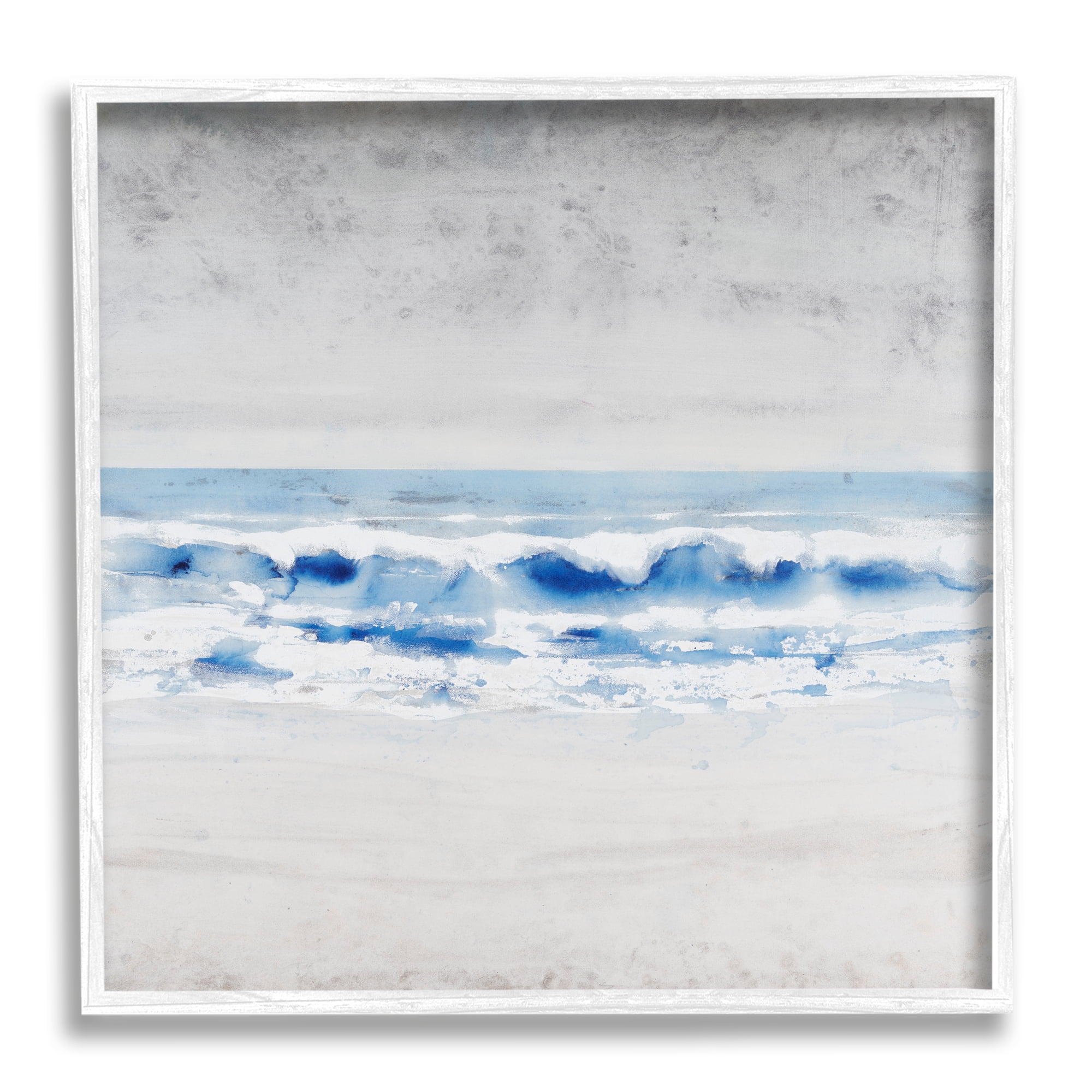 Stupell Industries Ocean Waves on Seashore Abstract Beach Tide Painting White Framed Art Print Wall Art, Design by Tim OToole