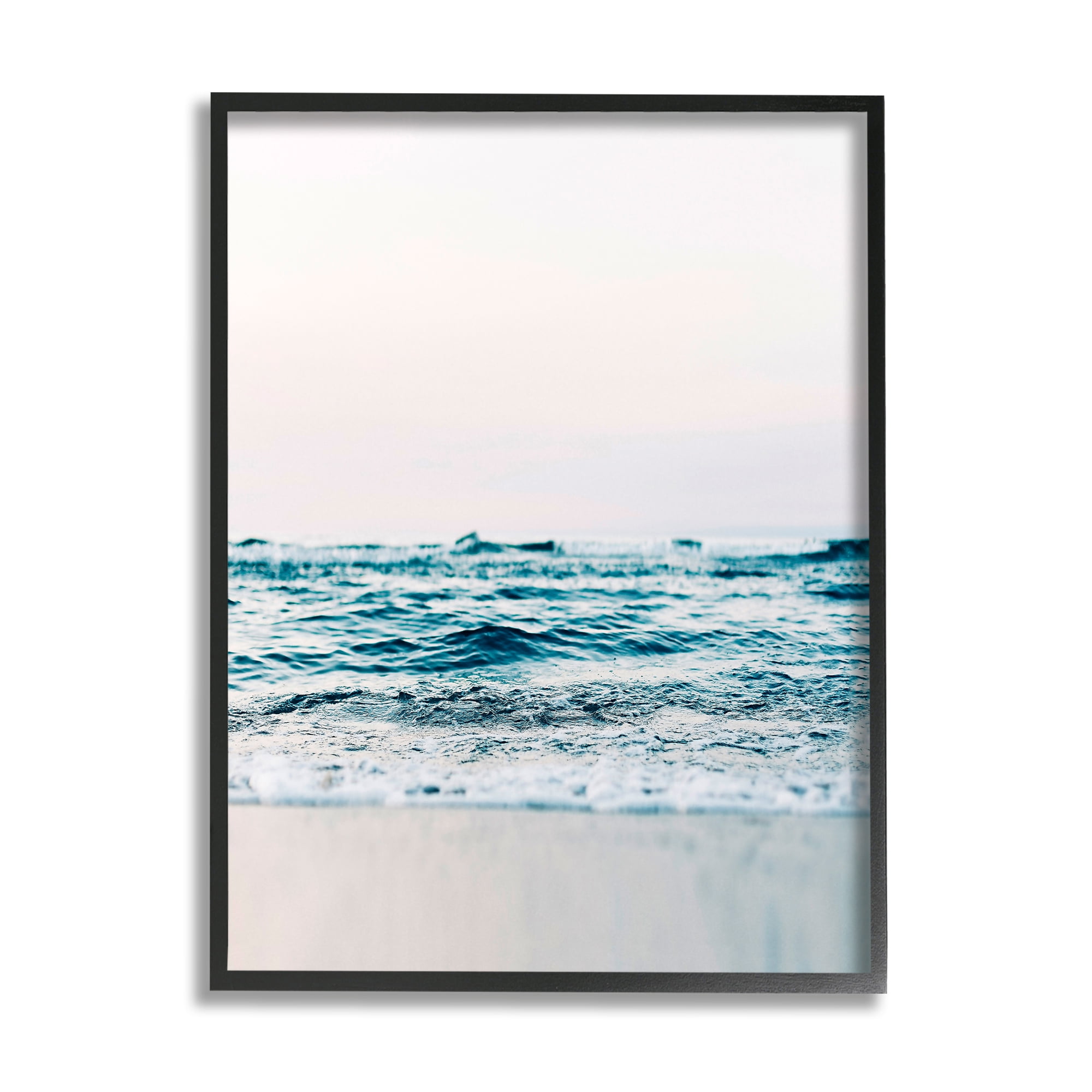 Stupell Industries Ocean Waves on Shore Nature Photography Black Framed Art Print Wall Art, 16 x 20