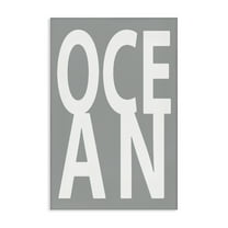 Stupell Industries Ocean Word on Grey Typography Painting Gallery Wrapped Canvas Art Print Wall Art, 16 x 24