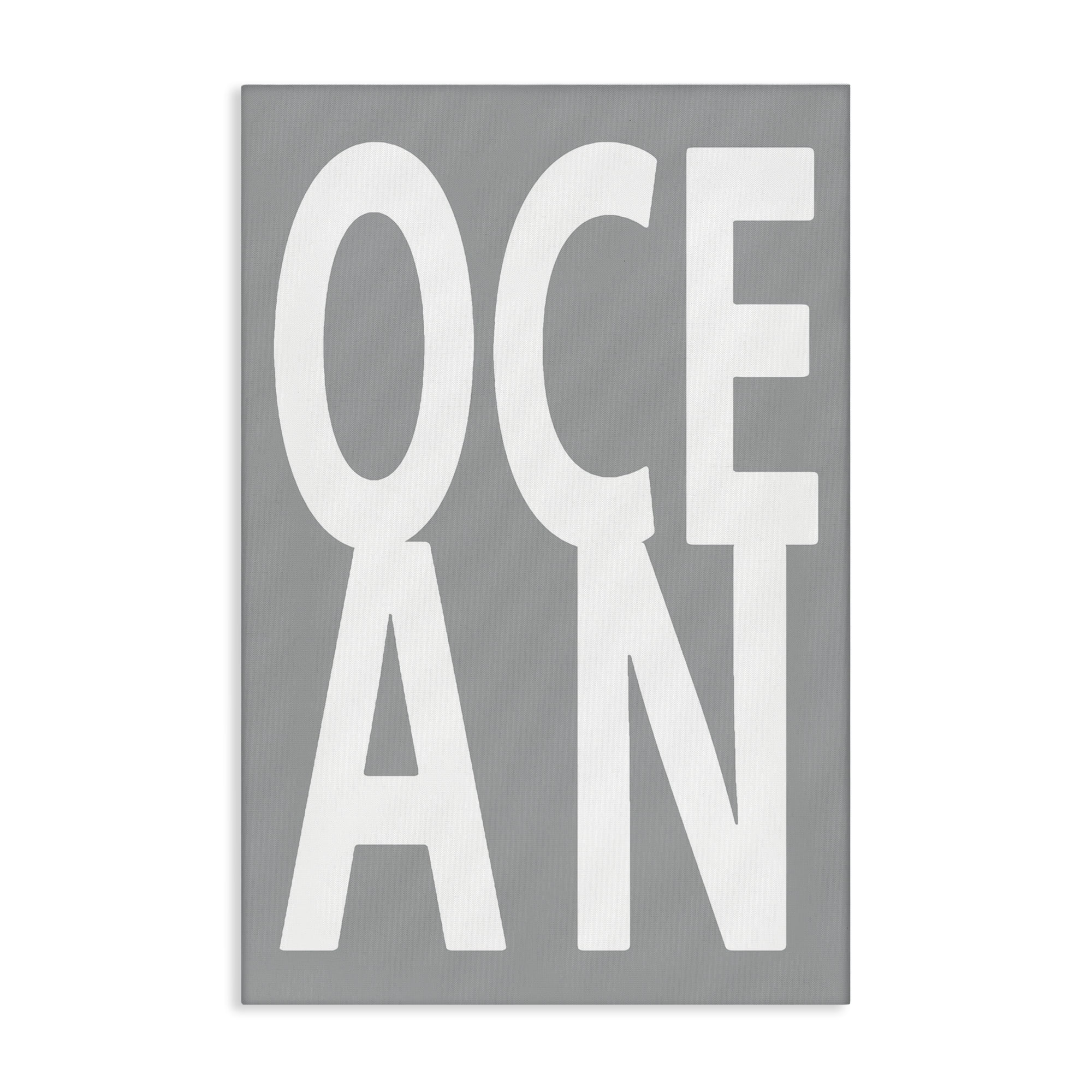 Stupell Industries Ocean Word on Grey Typography Painting Gallery Wrapped Canvas Art Print Wall Art, 30 x 45