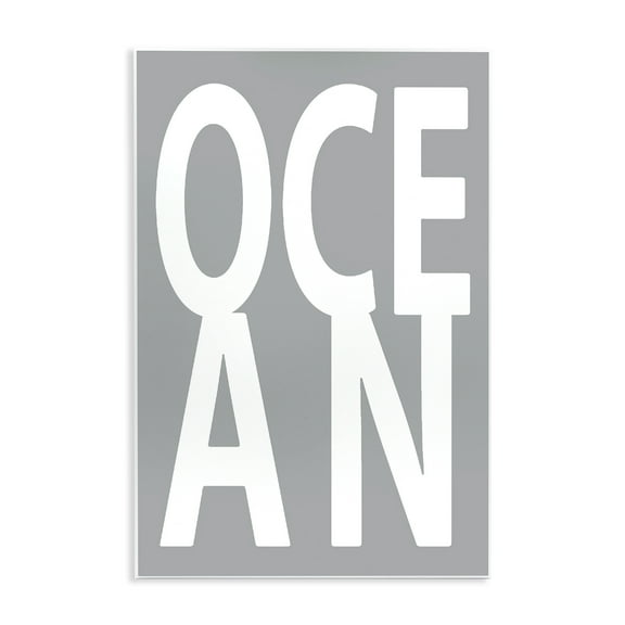 Stupell Industries Ocean Word on Grey Typography Painting Unframed Art Print Wall Art, 10 x 15