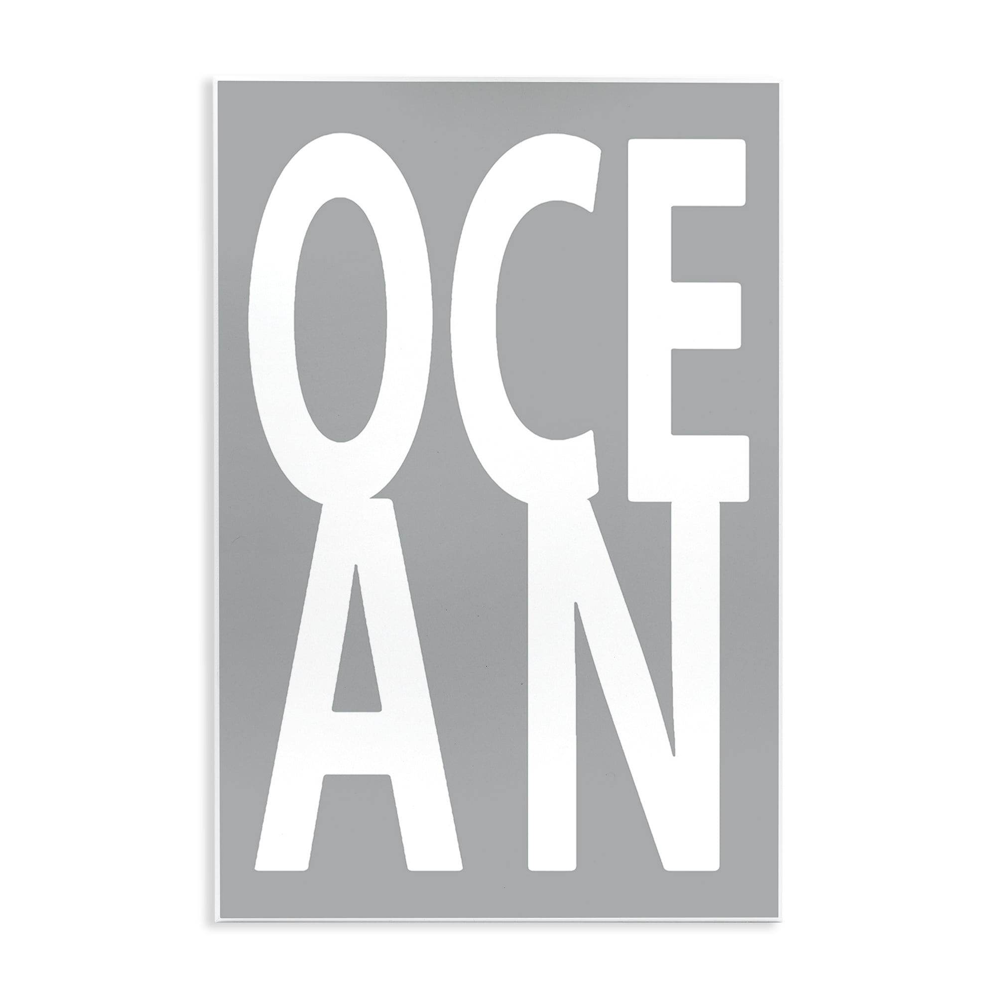 Stupell Industries Ocean Word on Grey Typography Painting Unframed Art Print Wall Art, 13 x 19