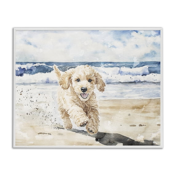 Stupell Industries Eclectic Ocean's Best Friend Pup White Framed Giclee Art, 14 x 11, by Svetlana Aleynikova