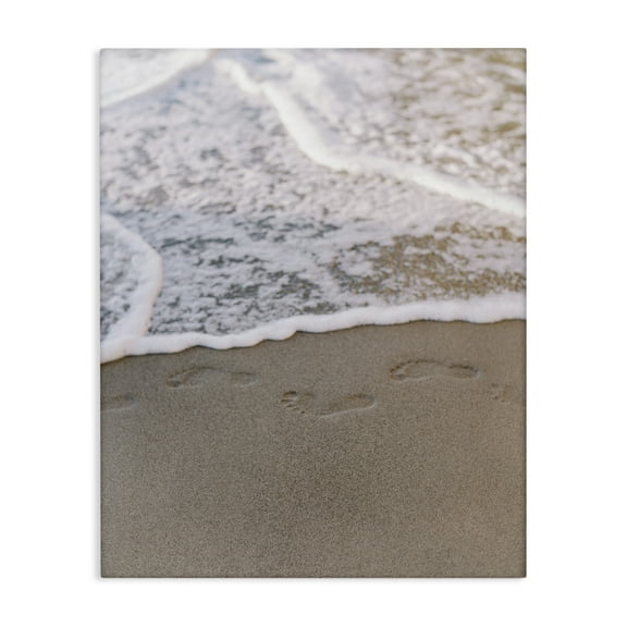 Stupell Industries Ocean's Edge Footprints Coastal Photography Gallery Wrapped Canvas Art Print Wall Art, 16 x 20