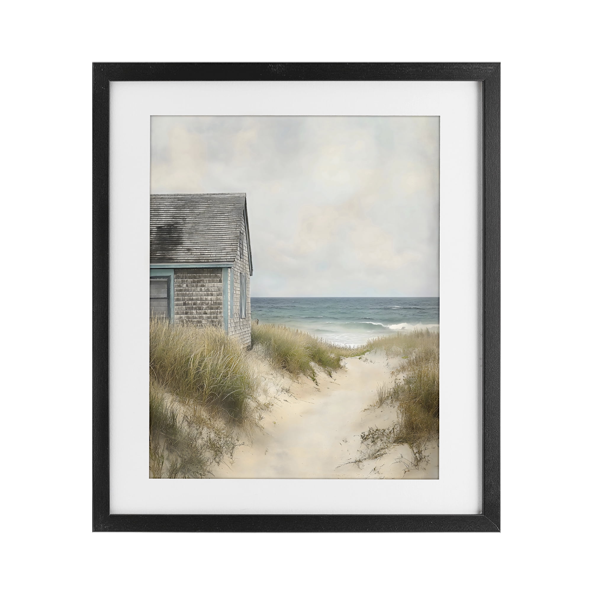 Stupell Industries Oceanfront Cottage on Dune Path Black Framed Print Under Glass, design by Creative Studio