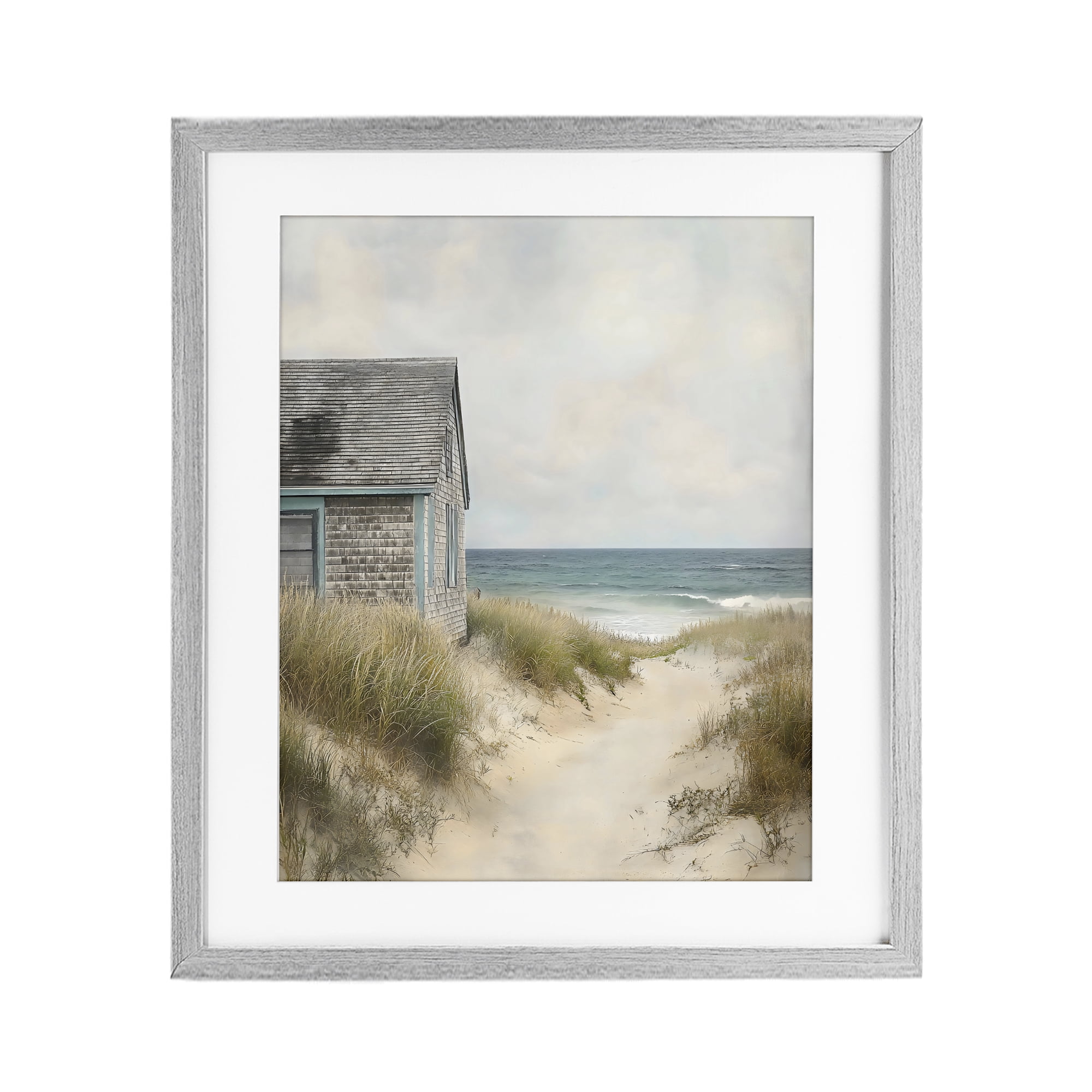 Stupell Industries Oceanfront Cottage on Dune Path Gray Framed Print Under Glass, design by Creative Studio