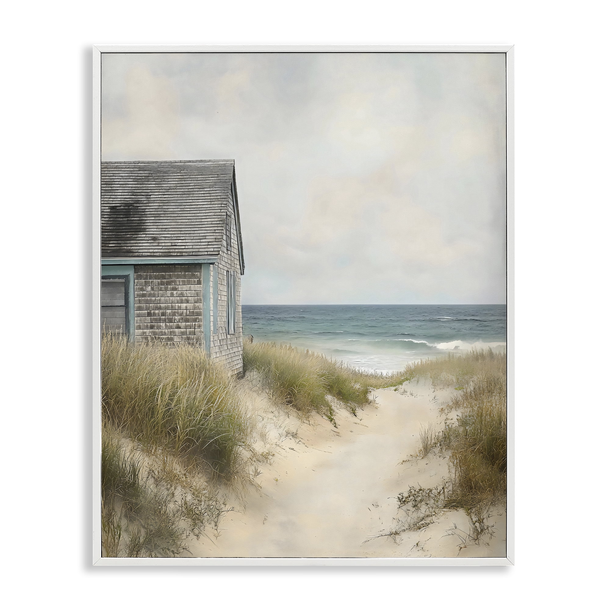 Stupell Industries Oceanfront Cottage on Dune Path White Framed Giclee Art, design by Creative Studio
