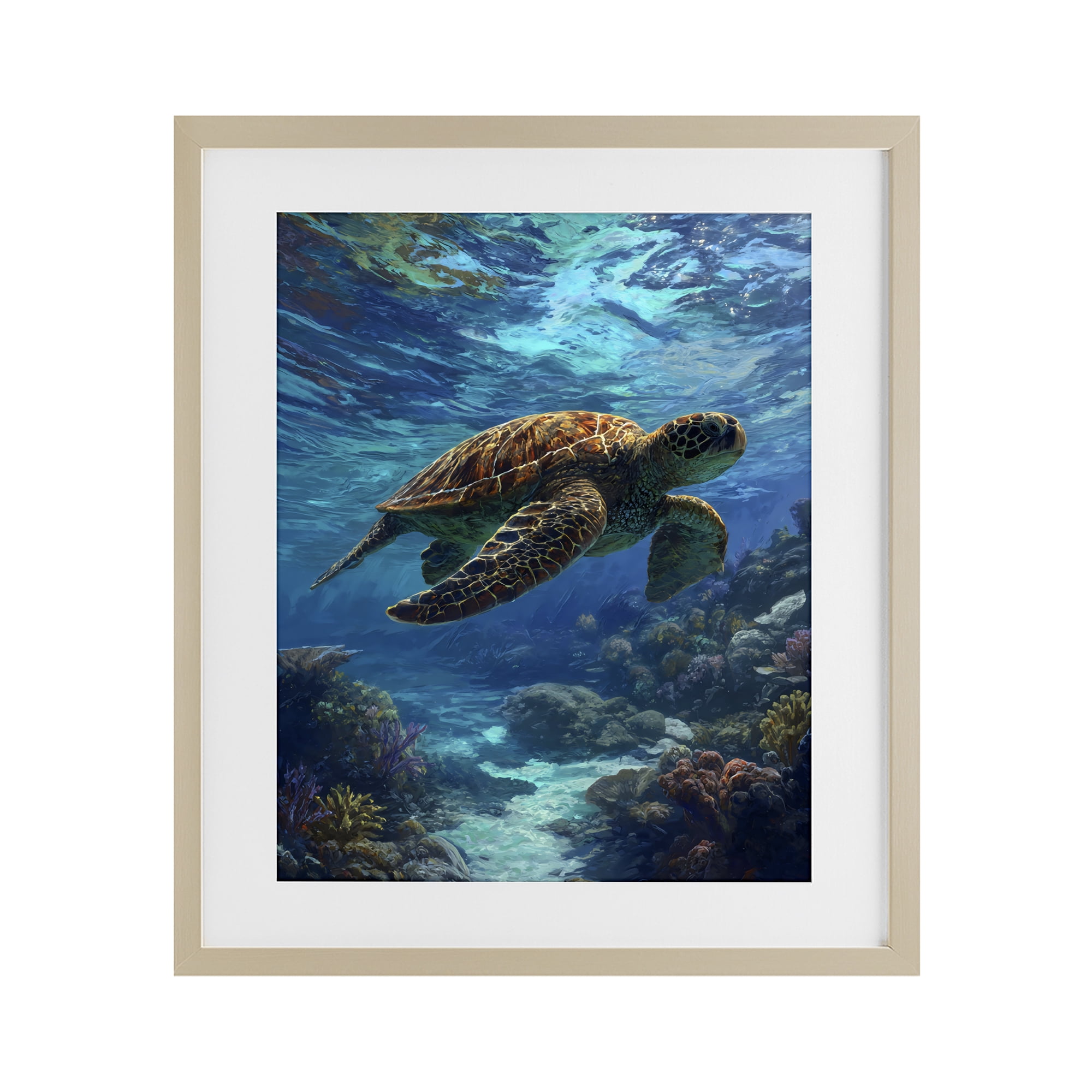 Stupell Industries Oceanic Adventurer Tortoise Birch Framed Print Under Glass, design by Franklyn Gregory