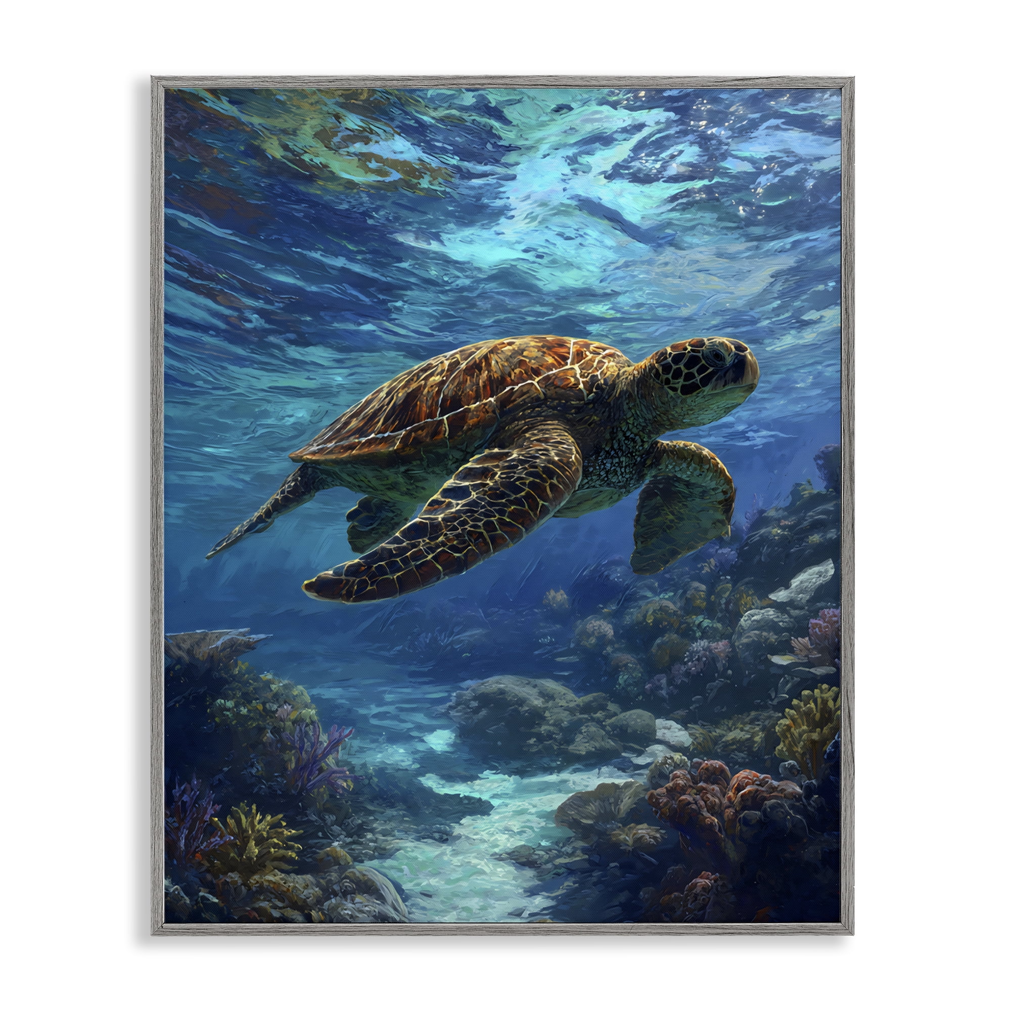 Stupell Industries Oceanic Adventurer Tortoise Gray Framed Giclee Art, design by Franklyn Gregory