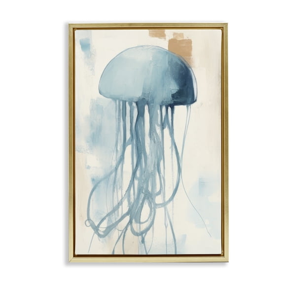 Stupell Industries Oceanic Dreams Jellyfish Gold Framed Floater Canvas Wall Art design by Irena Orlov, 31 x 21