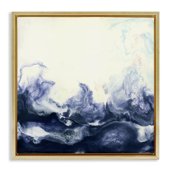 Stupell Industries Transitional Oceanic Fluid Swirl Gold Floating Frame Canvas Art, 18 x 18, by Laura Van Horne
