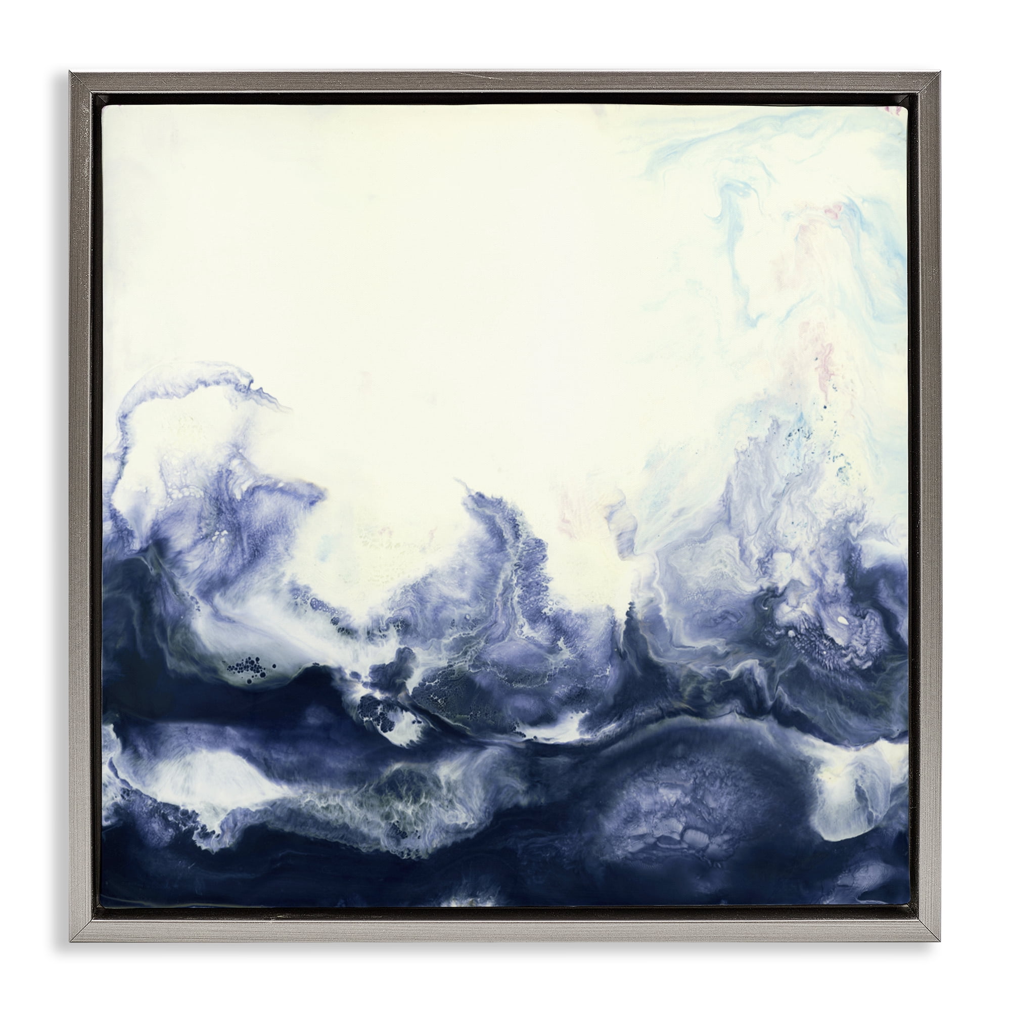 Stupell Industries Oceanic Fluid Swirl Gray Framed Floater Canvas Wall Art, design by Laura Van Horne
