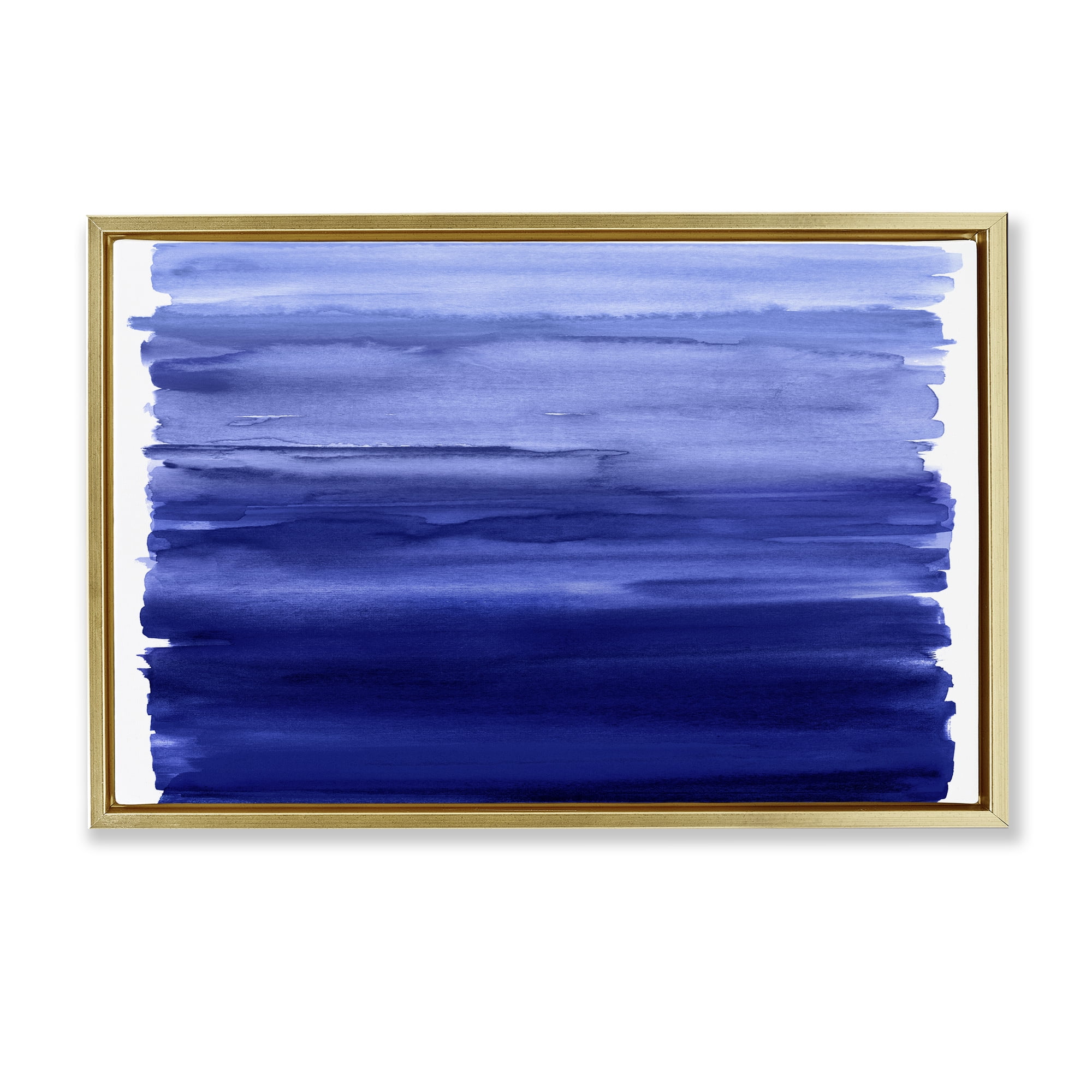 Stupell Industries Oceanic Ombre Blue Gold Framed Floater Canvas Wall Art, design by Allie Corbin