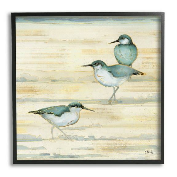 Stupell Industries Oceanside Sandpipers Summer Coast Graphic Art Black Framed Art Print Wall Art, Design by Paul Brent