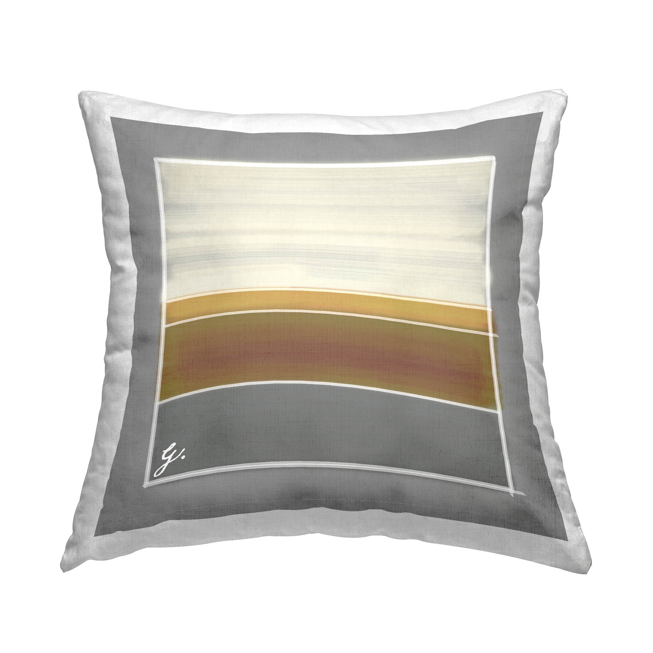 Stupell Industries Ochre Accent Stripe Shapes Printed Throw Pillow Design by George Tygert