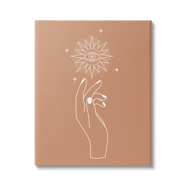 Stupell Industries Ochre Hand Reaching Solar Stars Astral Design Canvas Wall Art, 24 x 30, Design by JJ Design House LLC