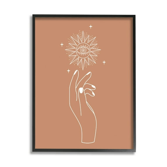 Stupell Industries Ochre Hand Reaching Solar Stars Astral Design Framed Wall Art, 16 x 20, Design by JJ Design House LLC