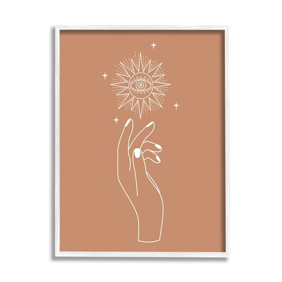 Stupell Industries Ochre Hand Reaching Solar Stars Astral Design Framed Wall Art, 24 x 30, Design by JJ Design House LLC