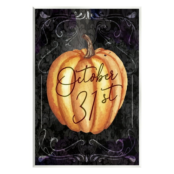 Stupell Industries October 31st Halloween Pumpkin Holiday Painting Unframed Art Print Wall Art