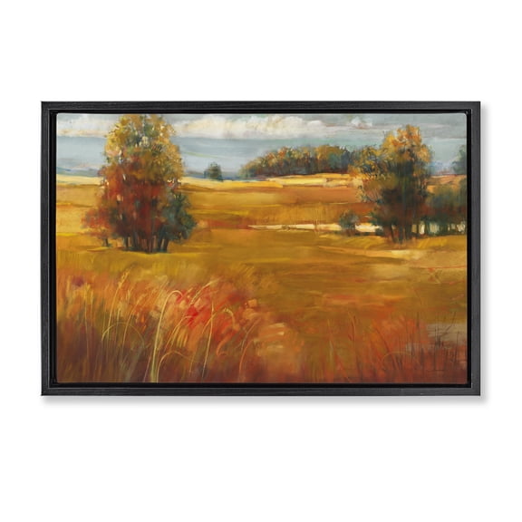 Stupell Industries October Light Countryside Black Framed Floater Canvas Wall Art, design by Carol Rowan