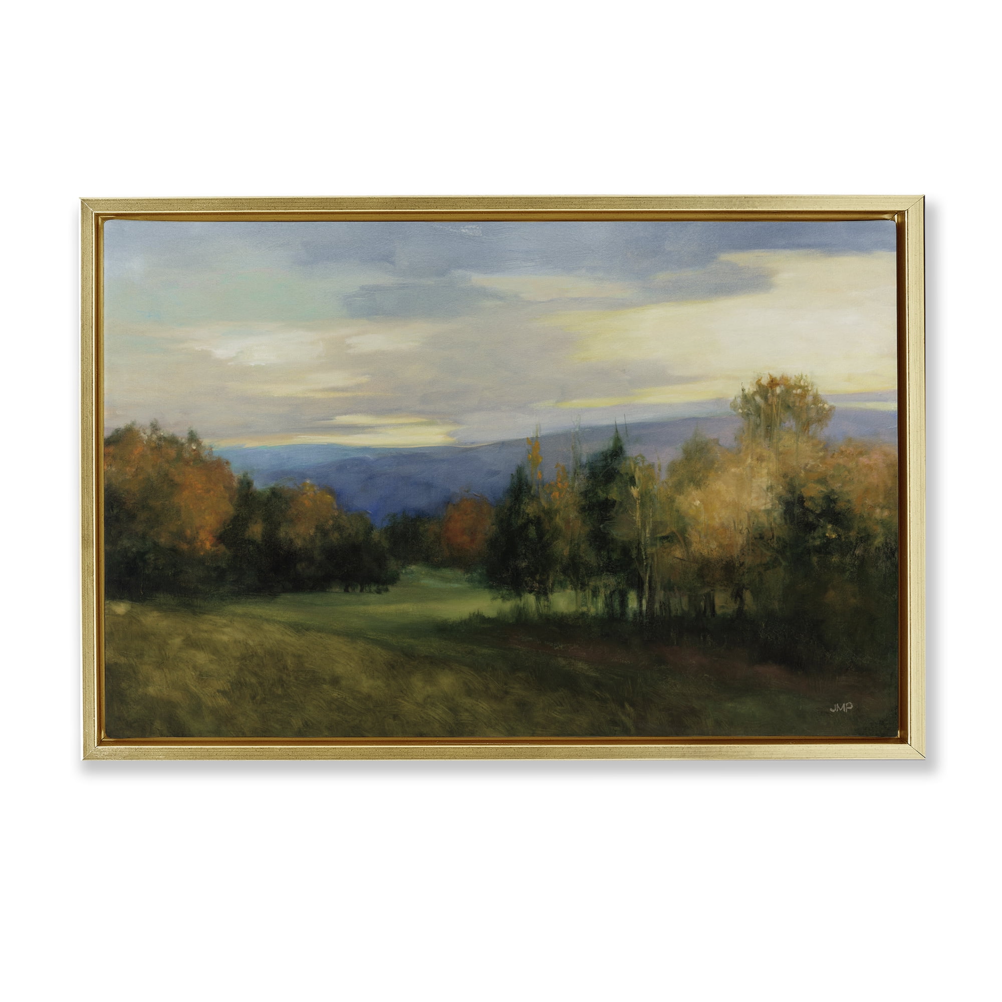 Stupell Industries October Meadow Countryside Gold Framed Floater Canvas Wall Art, design by Julia Purinton