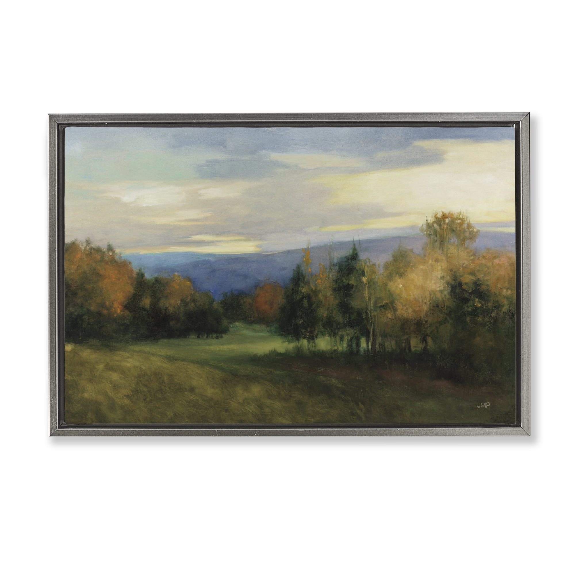 Stupell Industries October Meadow Countryside Gray Framed Floater Canvas Wall Art, design by Julia Purinton