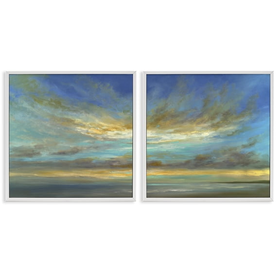 Stupell Industries October Sunset Sky 2 Piece White Framed Giclee Art Set design by Sheila Finch, 17 x 17