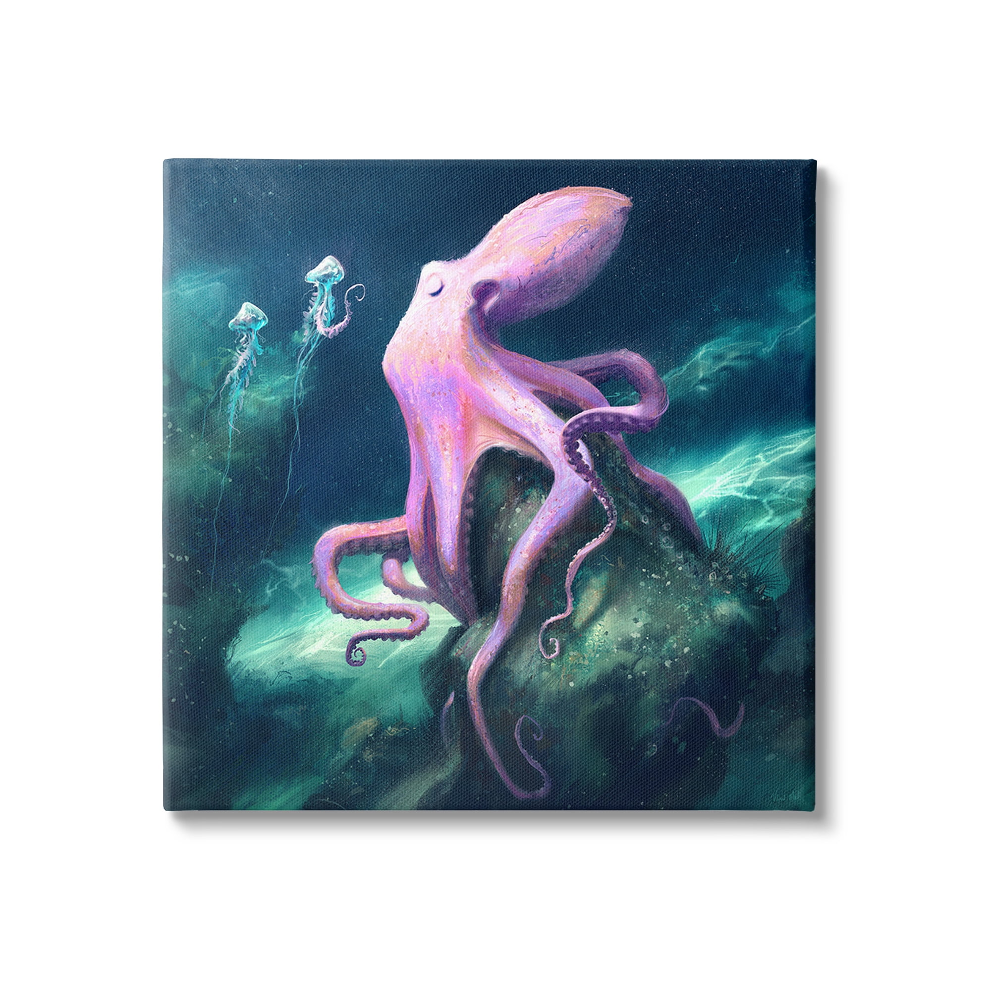 Stupell Industries Octopus & Jellyfish Friends Animals & Insects Painting Gallery Wrapped Canvas Art Print Wall Art, 36 x 36