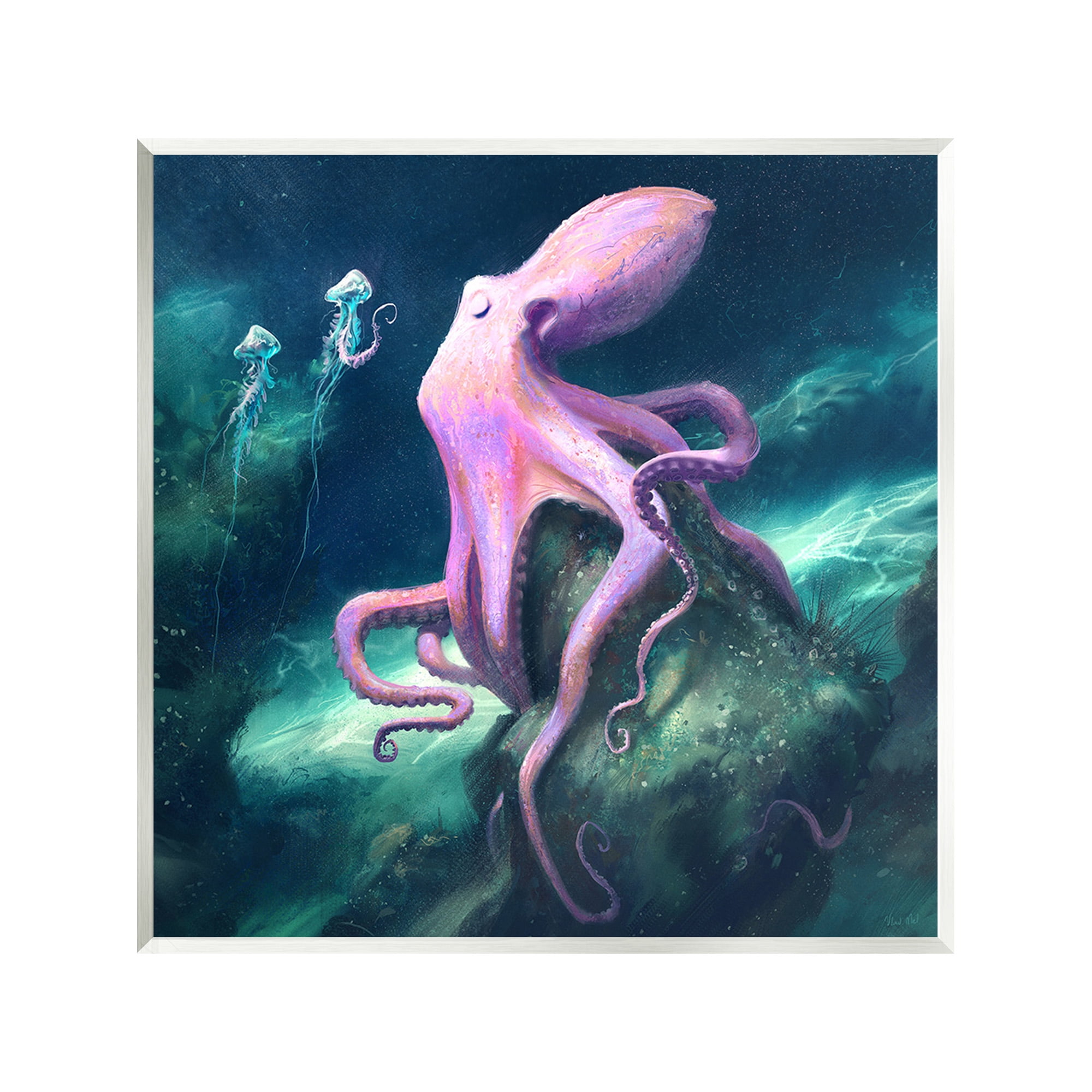 Stupell Industries Octopus & Jellyfish Friends Animals & Insects Painting Unframed Art Print Wall Art, 12 x 12