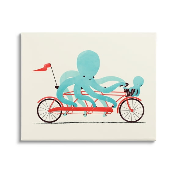 Stupell Industries Octopus Tandem Bicycle Animals & Insects Painting Gallery Wrapped Canvas Art Print Wall Art, 40 x 30