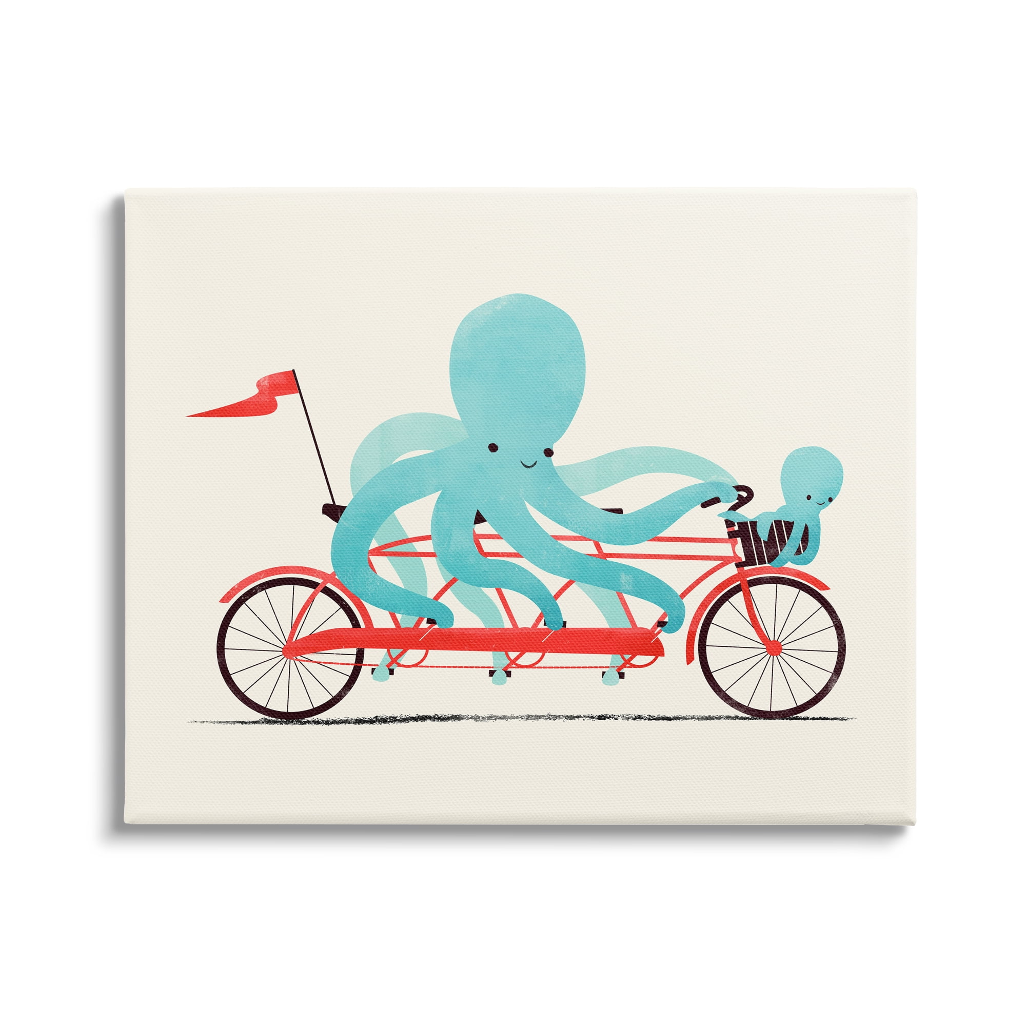 Stupell Industries Octopus Tandem Bicycle Animals & Insects Painting Gallery Wrapped Canvas Art Print Wall Art, 48 x 36