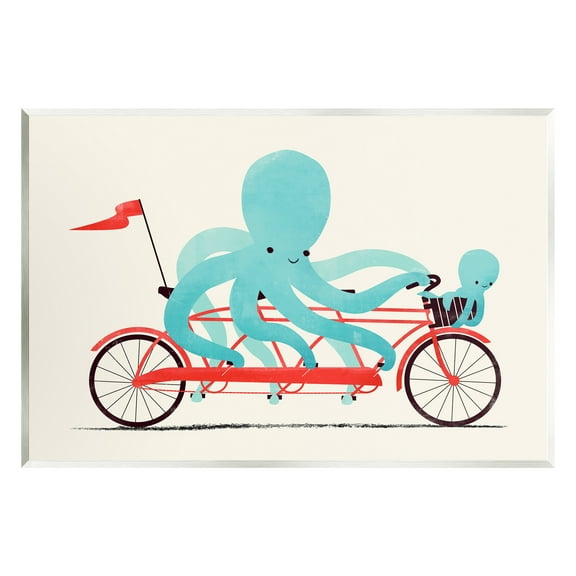 Stupell Industries Octopus Tandem Bicycle Animals & Insects Painting Unframed Art Print Wall Art, 15 x 10