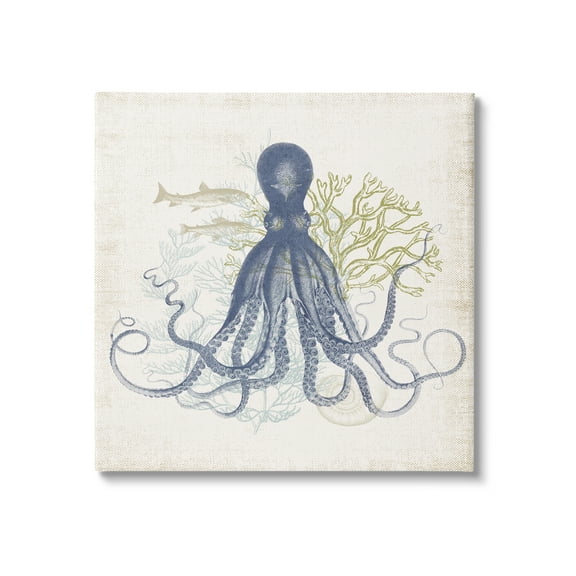 Stupell Industries Octopus Tentacles Layered Fish & Ocean Botanicals Graphic Art Gallery Wrapped Canvas Print Wall Art, Design by Victoria Barnes