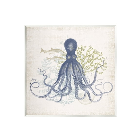 Stupell Industries Octopus Tentacles Layered Fish & Ocean Botanicals Graphic Art Unframed Art Print Wall Art, Design by Victoria Barnes