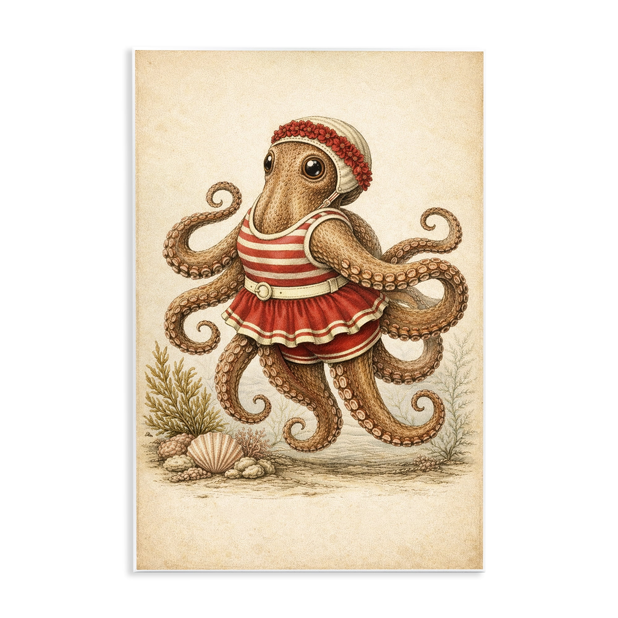 Stupell Industries Octopus of Maritime Bathing Society Wall Plaque Art, design by Grotto Studios