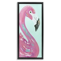 Stupell Industries Odd Flamingo Portrait Animals & Insects Painting Black Floater Framed Art Print Wall Art, 11 x 25