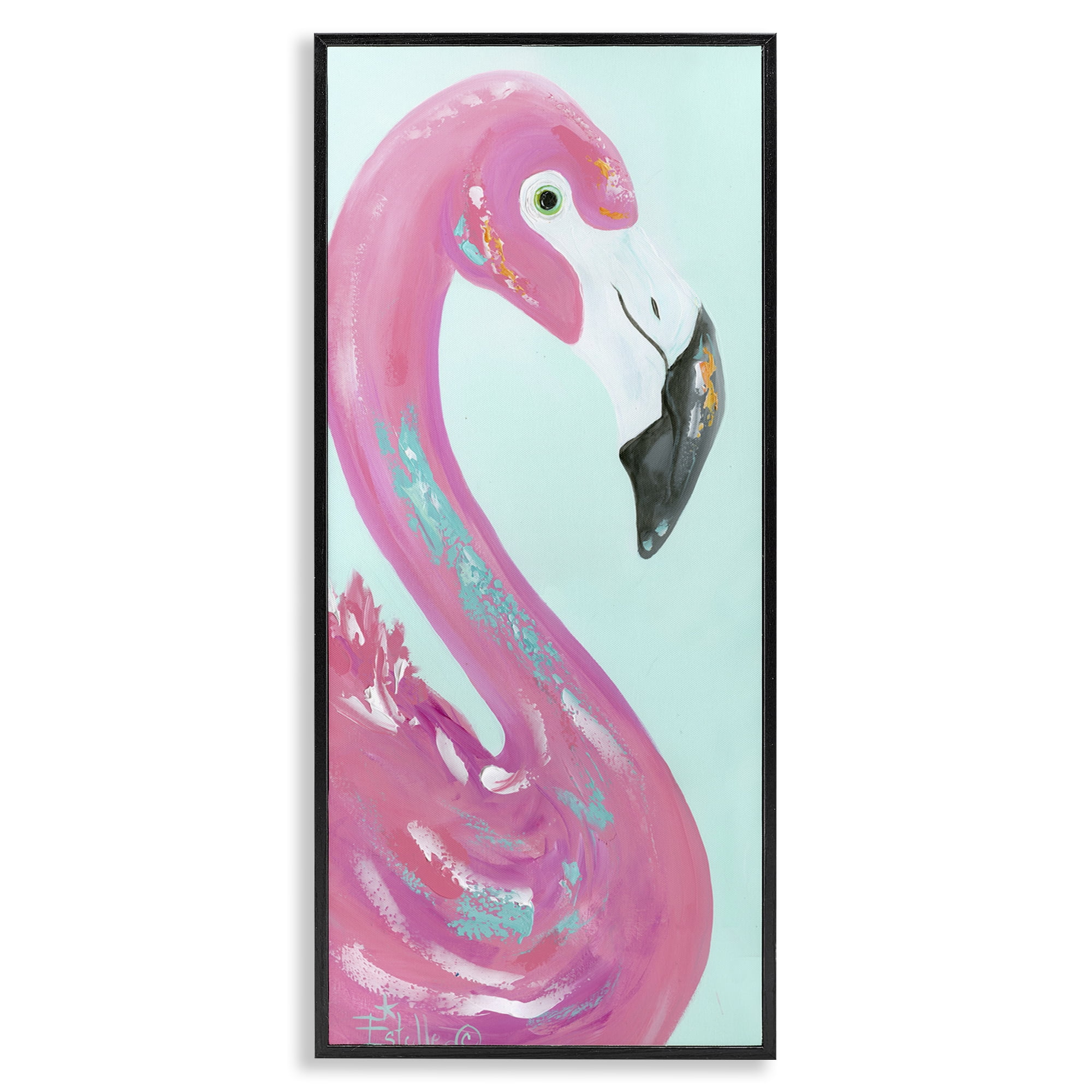 Stupell Industries Odd Flamingo Portrait Animals & Insects Painting Black Framed Art Print Wall Art, 13 x 30