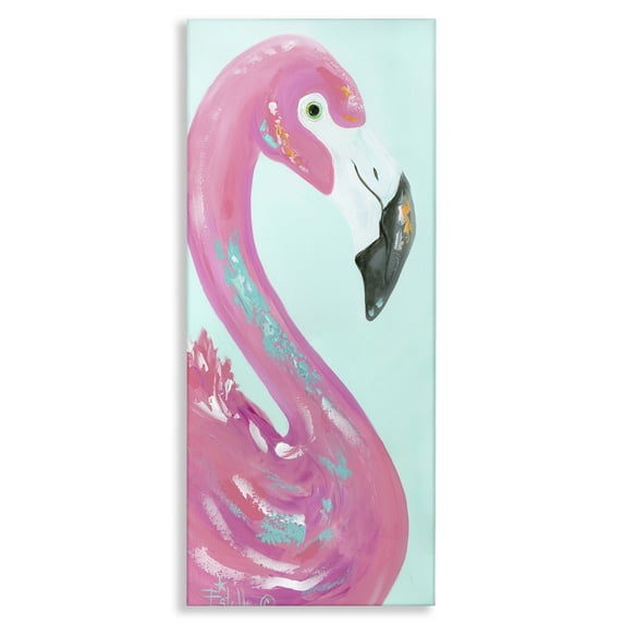 Stupell Industries Odd Flamingo Portrait Animals & Insects Painting Gallery Wrapped Canvas Art Print Wall Art, 13 x 30