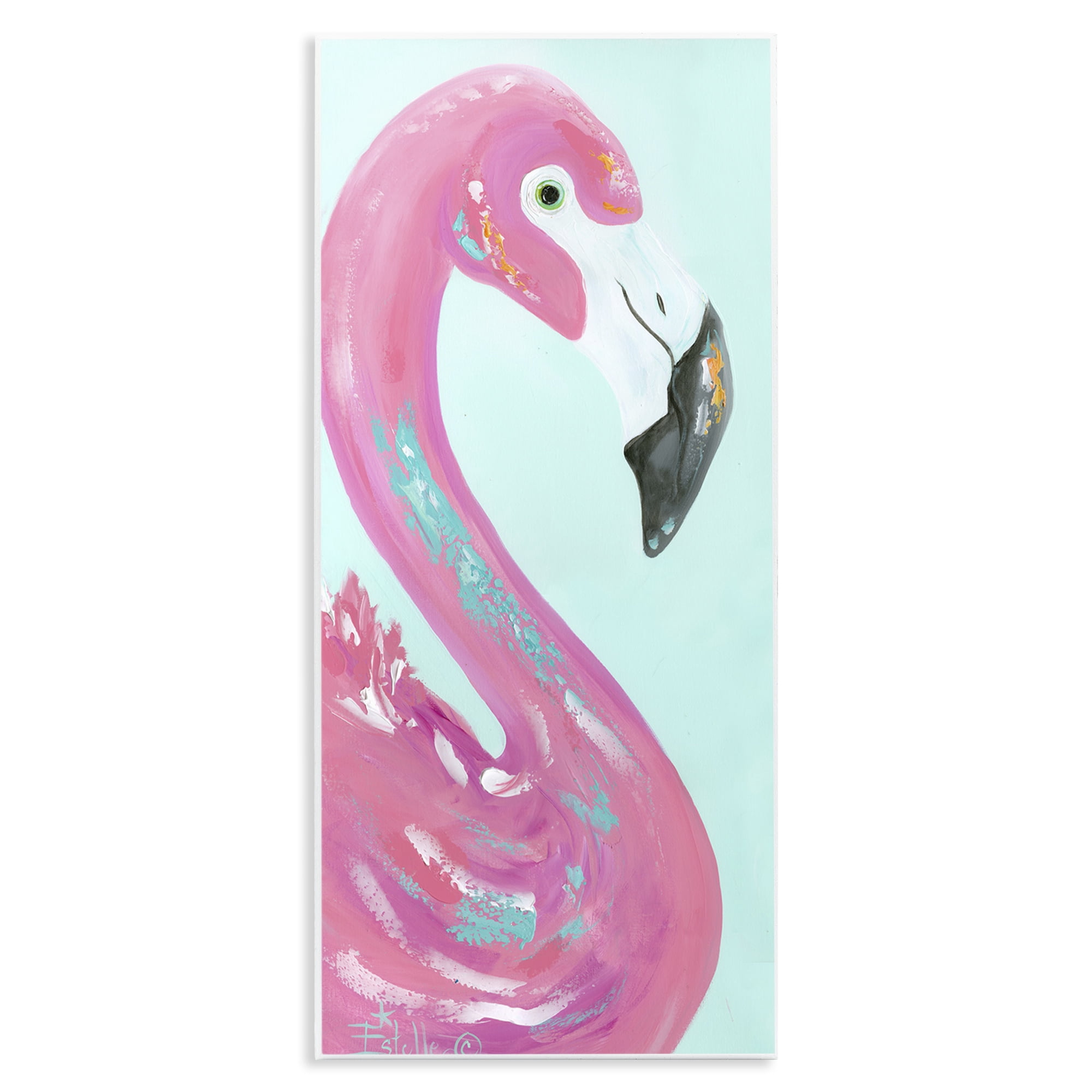 Stupell Industries Odd Flamingo Portrait Animals & Insects Painting Unframed Art Print Wall Art, 7 x 17