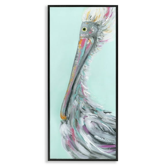 Stupell Industries Odd Pelican Portrait Animals & Insects Painting Black Framed Art Print Wall Art, 10 x 24
