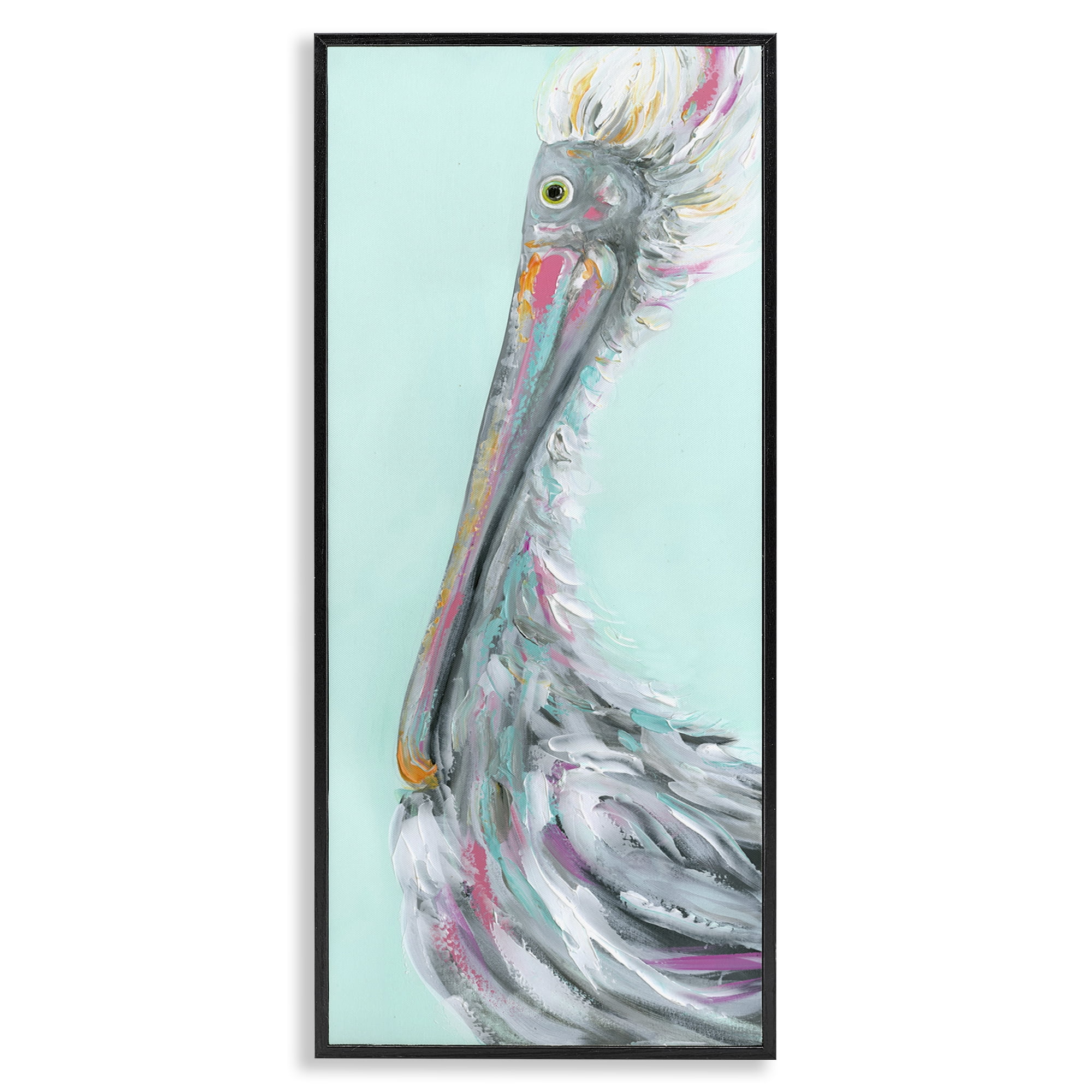 Stupell Industries Odd Pelican Portrait Animals & Insects Painting Black Framed Art Print Wall Art, 13 x 30