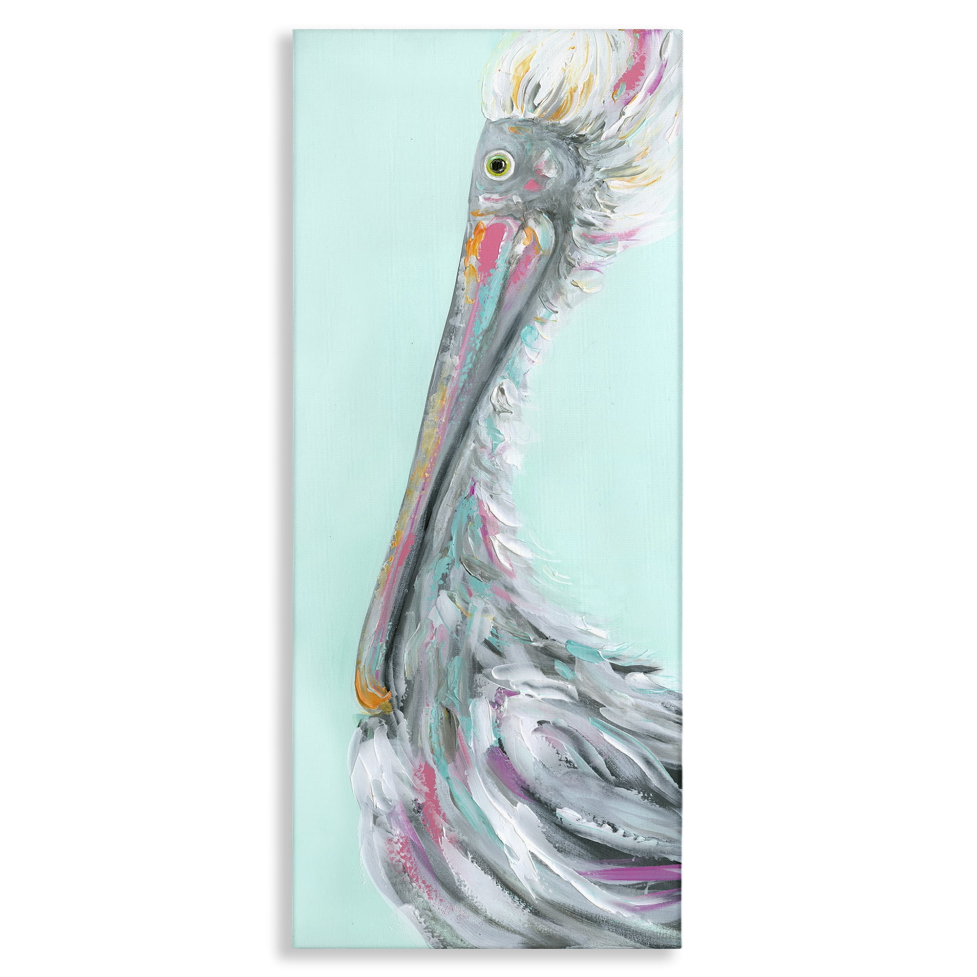 Stupell Industries Odd Pelican Portrait Animals & Insects Painting Gallery Wrapped Canvas Art Print Wall Art, 20 x 48