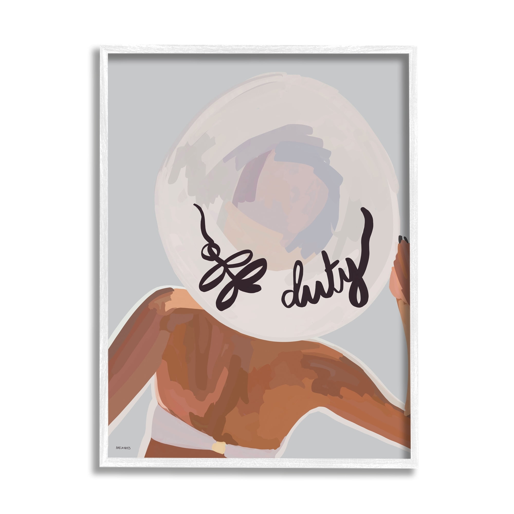 Stupell Industries Off Duty Relaxing Summer Vacation Beach Woman Graphic Art White Framed Art Print Wall Art, Design by Amelia Noyes