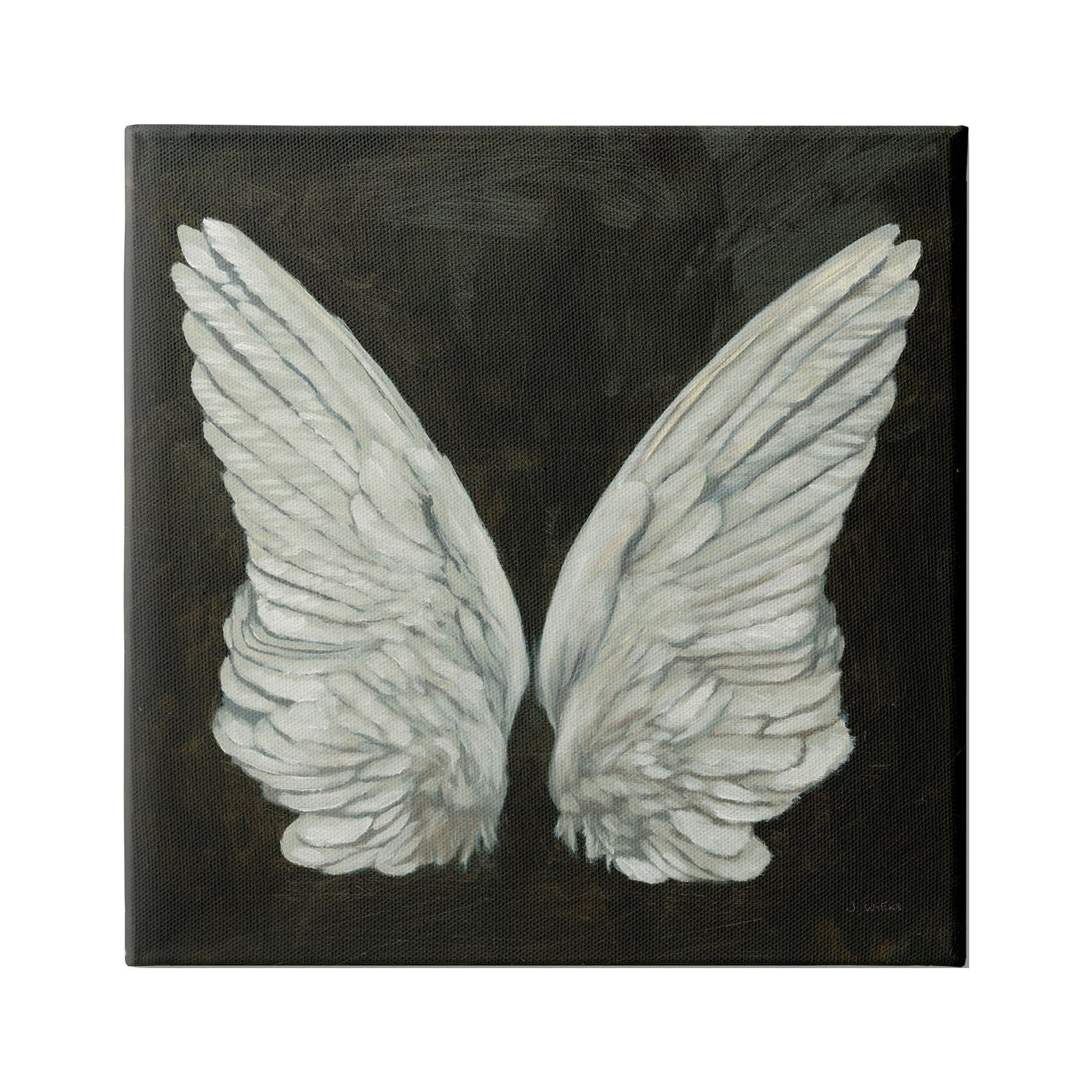 Stupell Industries Off-White Angel Wings White Feathers over Black, 17 x 17,Design by James Wiens