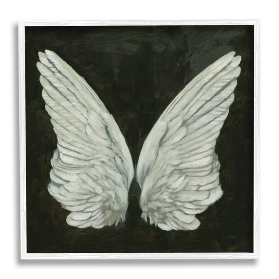 Stupell Industries Off-White Angel Wings White Feathers over Black, 17 x 17,Design by James Wiens