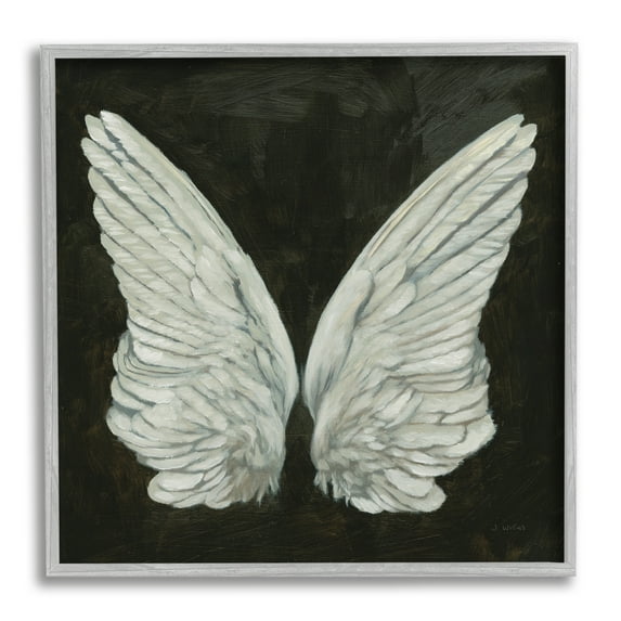 Stupell Industries Off-White Angel Wings White Feathers over Black, 24 x 24,Design by James Wiens