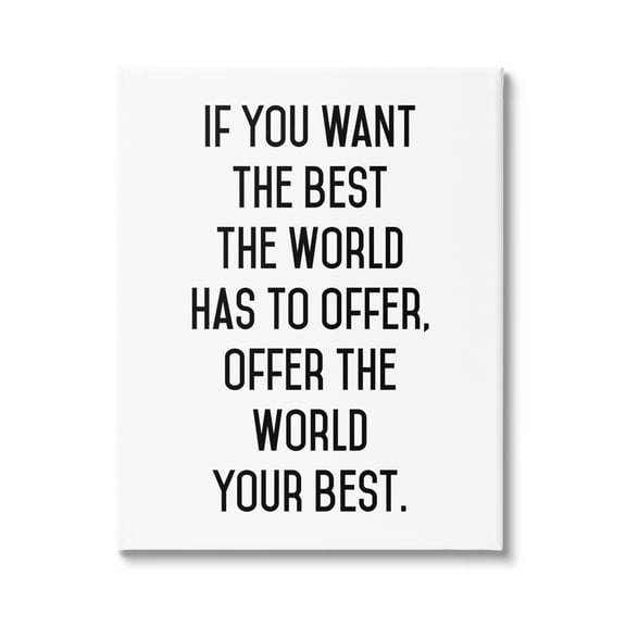 Stupell Industries Offer World Your Best Inspirational Typography Phrase Graphic Art Gallery Wrapped Canvas Print Wall Art, Design by Lettered and Lined