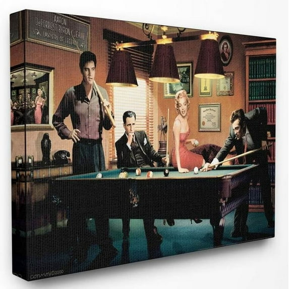 Stupell Industries Office Pool Game Vintage Hollywood Movie Star Classic Illustration Canvas Wall Art by Jadei Graphics